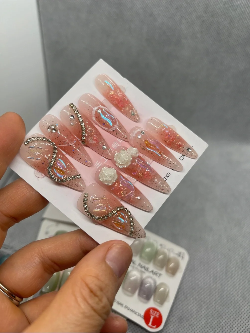 L size press on nails